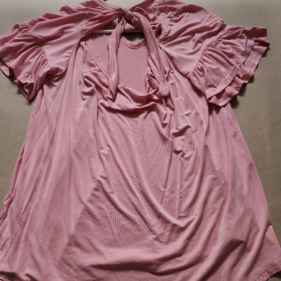 NWOT Emerald Flowy Frilly Sleeves L Pink - Picture 3 of 3